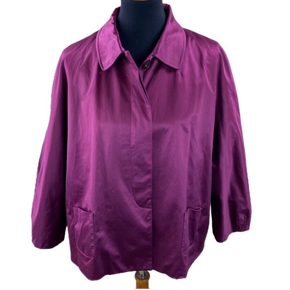 J. Jill Womens Magenta Satin Evening Jacket Size XL